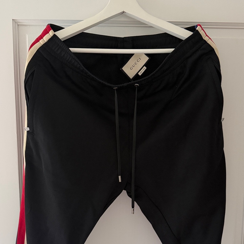 Gucci Mens Sidestriped Black Joggers